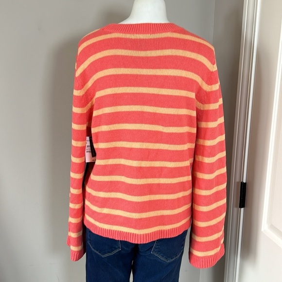 Halogen x Atlantic Pacific Cathy Stripe Sweater Coral Crewneck Tropical Sz M NEW - Picture 5 of 9